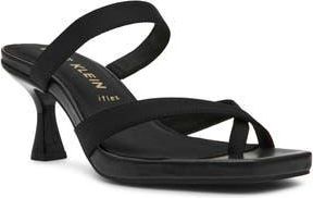 Anne Klein Jevelli Toe Loop Sandal in Black Stretch at Nordstrom Rack, Size 9.5