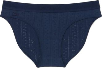 Lacoste Textured Bikini Briefs in Navy Blue at Nordstrom, Size Xx-Small