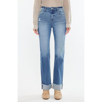 Kancan Trini High Rise Straight Jeans in Medium Wash at Nordstrom, Size 27