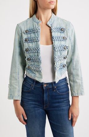 Nikki Lund Nadja Denim Military Jacket in Blue at Nordstrom, Size X-Large