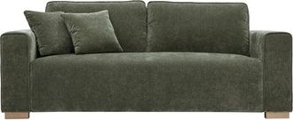 Miliboo Sof&aacute; Dise&ntilde;o De 3 Plazas En Tela Efecto Terciopelo Verde Caqui Pepper