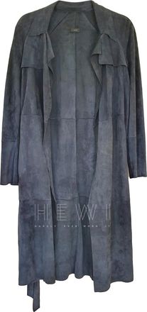 Joseph Blue Suede Duster Coat Size M