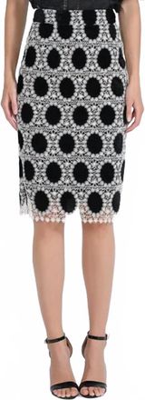 Gracia Velvet Polka Dot Crochet Midi Skirt In Cream