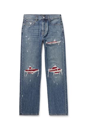 Amiri MX1 Straight-Leg Panelled Distressed Jeans