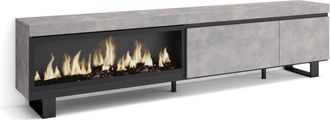 Skraut Home Skraut Home - Mueble Tv, Televisi&oacute;n, Muebles De Sal&oacute;n, Almacenaje, 237x57x35 Cm, Para Tv Gran Formato, Chimenea El&eacute;ctrica Xxl, Dise&ntilde;o Industrial, Esti