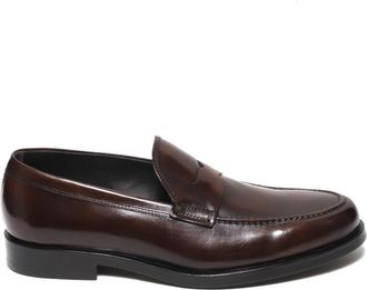 Rossano Bisconti Moccasin With Mask In Soft Antiqued Brown Leather