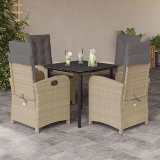 vidaXL Set Comedor De Jard&iacute;n 5 Pzas Con Cojines Rat&aacute;n Sint&eacute;tico Beige Vidaxl