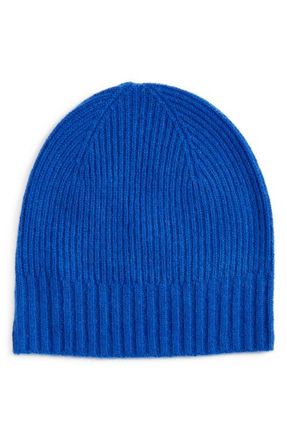 Nordstrom Rib Cashmere Beanie in Blue Surf at Nordstrom