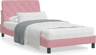 vidaXL Letto Con Materasso Rosa 100x200 Cm In Velluto - Vidaxl