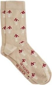 WE Fashion sokken met all over print beige