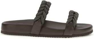 Brunello Cucinelli Brown Calf Leather Bos Taurus Flat Womens Sandals