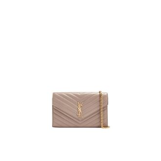 Saint Laurent Cassandre Chain Wallet - female - Saint Laurent - Cross Body Bags - Beige - ONE SIZE - Bags