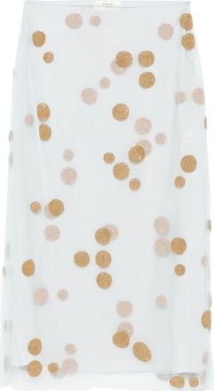 Fendi Geborduurde Midi Rok - Dames - Midirokken - Blauw - S - Tule - Rokken