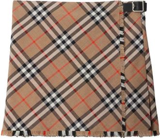 Burberry Check Wool Blend Mini Skirt Clothing