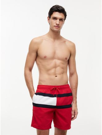 Tommy Hilfiger Mens Flag Logo 7 Swim Trunk - Red - 3XL