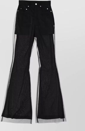 Rick Owens flared trousers sheer overlay belt loops pockets
