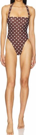 Tularosa Brigitte One Piece Swimsuit In Brown / Cream Dots