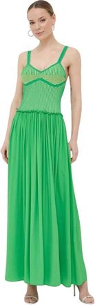 Beatrice .B Kleedjes, Dames, Groen, M, Polyester, Maxi jurk met gebreide top
