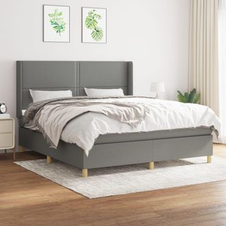 vidaXL Vidaxl - Cama Box Spring Con Colch&oacute;n Tela Gris Oscuro 180x200 Cm