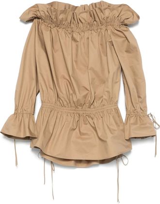 Saint Laurent Off-shoulder mini-jurk - Bruin