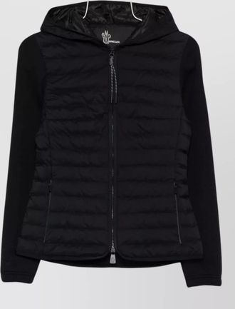 Moncler hooded quilted cardigan jacket drawstring waist