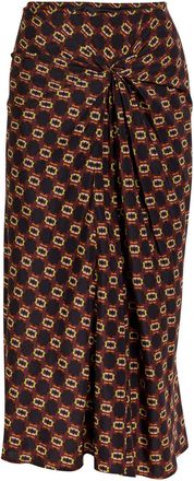 Dries Van Noten Smila Printed Silk-blend Midi Skirt - Navy - 36 (UK8 / S)