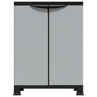 Berkfield Home Plastic Cabinet 68x39x92 cm Rattan Design in Grey | Size: 68 x 39 x 92 cm