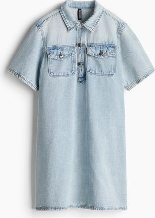 H&M Denimkleid mit Kurzarm - Blue