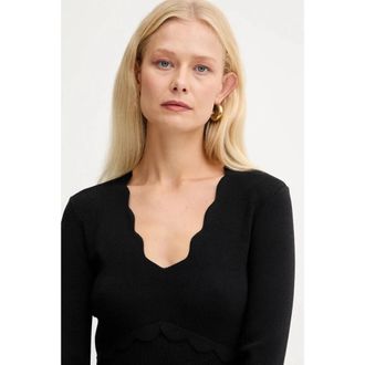 Twinset Vestido Bordes Festoneados - Dames - Korte kleedjes - Zwart - M - Kleedjes