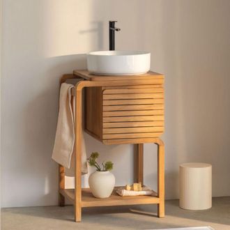 Sklum Conjunto De Mueble De Ba&ntilde;o En Madera De Teca Bradley Sklum