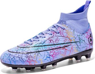 Generic Mens Breathable High Top Short Nails Teen Fashion Football Shoes, Spikes -- Purple., 4.5 UK