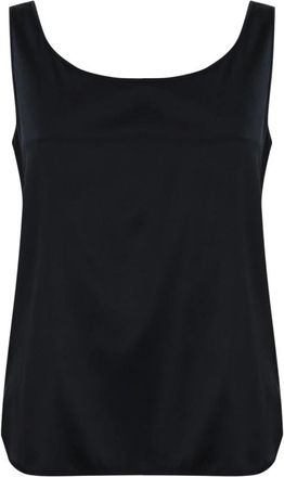 Max Mara Tops, Dames, Blauw, XL, Satijn, Zijden Satijnen Mouwloze Top