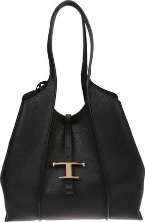 Tod's T Timeless Small Shopping Bag - Dames - Shoppers - Zwart - ONE Size - Leer - Tassen