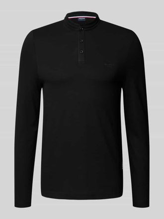 Daniel Hechter Longsleeve mit kurzer Knopfleiste und Label-Detail in Black, Größe XXXL