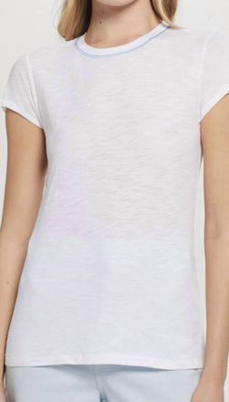 Goldie London Contrast Stitch Ringer Tee In White Blue