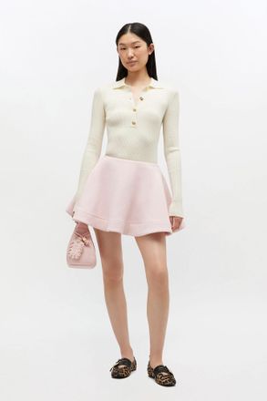 Ganni Pink Peacoat Wool Circle Skirt