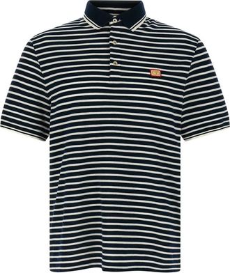 Valentino Garavani VLogo Gestreept Katoen Piqu&eacute; Polo - Heren - Polos - Blauw - M - Katoen - Tops