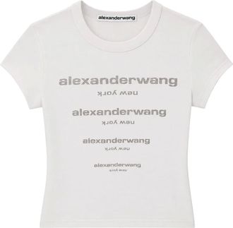 Alexander Wang Camiseta con Logo de Cristal - Tops - Mujer - Blanco - M