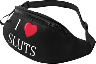 Generic I Love Sluts Waist Bag Bum Bag Lightweight Waistpacks For Workout Camping Hiking 14X35Cm