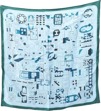 Herm&egrave;s Foulard con motivo geometrico anni 2000 - Blu