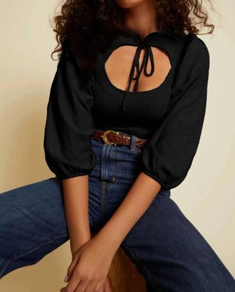 Nation Ltd Abrielle Smocked Tie Top In Black