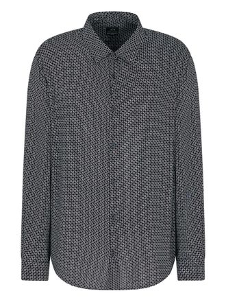 A|X Armani Exchange geometric-pattern shirt - men - Viscose - M - Black