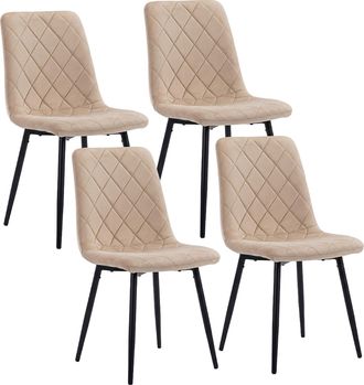 Relaxdays Sillas De Comedor Relaxdays, Set De 4, Terciopelo, Patas Met&aacute;licas, 120 Kg, Sal&oacute;n Y Cocina, Tapizadas, Beige