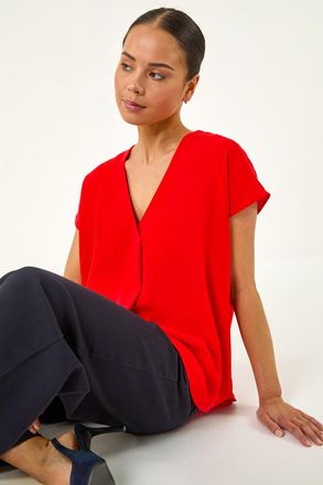 Roman V-Neck Tuck Front Top