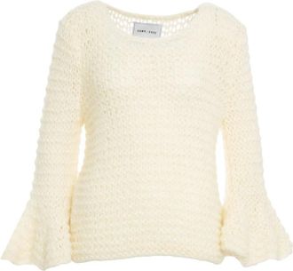 Dawn x Dare DAWN x DARE, Round-neck Knitwear, female, White, S, Elegant Bell Sleeve Knitwear Bianco