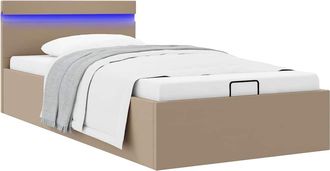 vidaXL Cama Canap&eacute; Hidr&aacute;ulica Led Cuero Sint&eacute;tico Capuchino 90x200 Cm Vidaxl