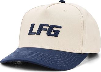Black Clover LFG Panel 2 Tone Twill Adjustable Hat Baseball Caps Natural/Navy, Polyester/Spandex