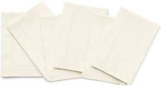Solino Home Cotton Linen Hemstitch Dinner Napkins Set of 6, 20 x 20 Inch for Dining Table, Holiday and Everyday Table Decor in Ivory at Nordstrom