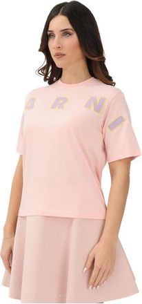 Marni T-shirt met korte mouwen - Dames - T-shirts - Roze - XS - Katoen - Tops