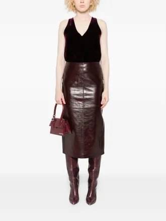 Forte_Forte Velvet V Neck Top In Bordeaux